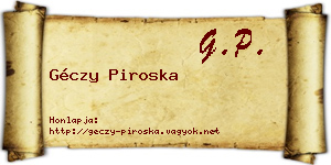 Géczy Piroska névjegykártya