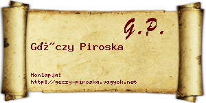 Géczy Piroska névjegykártya